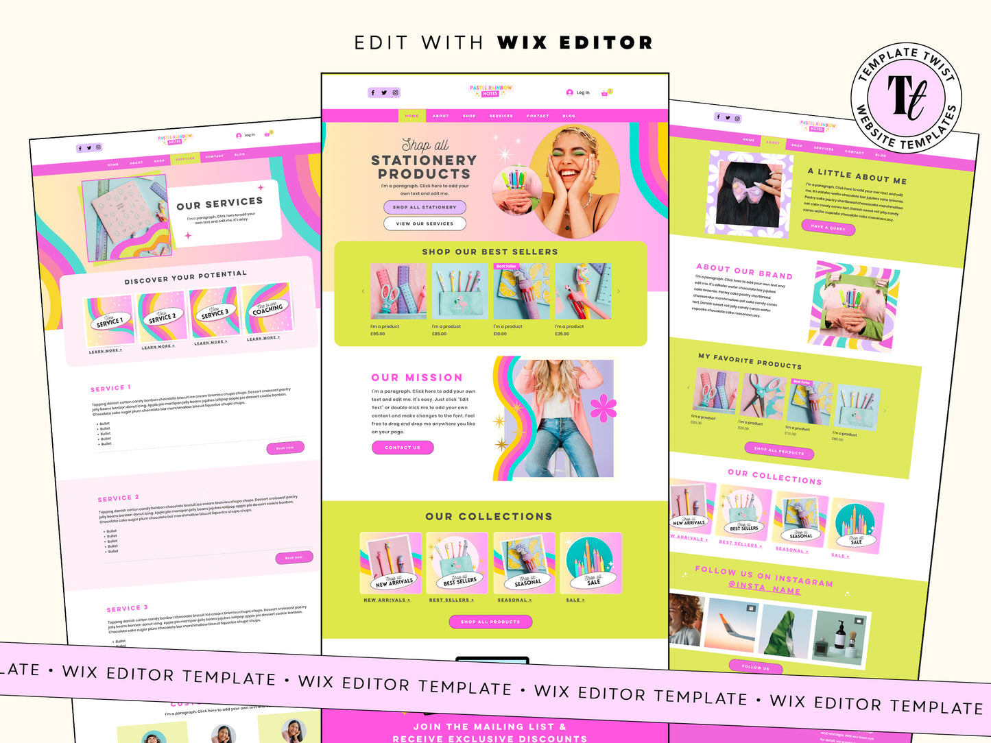 Bright Rainbow Website Wix Editor Template