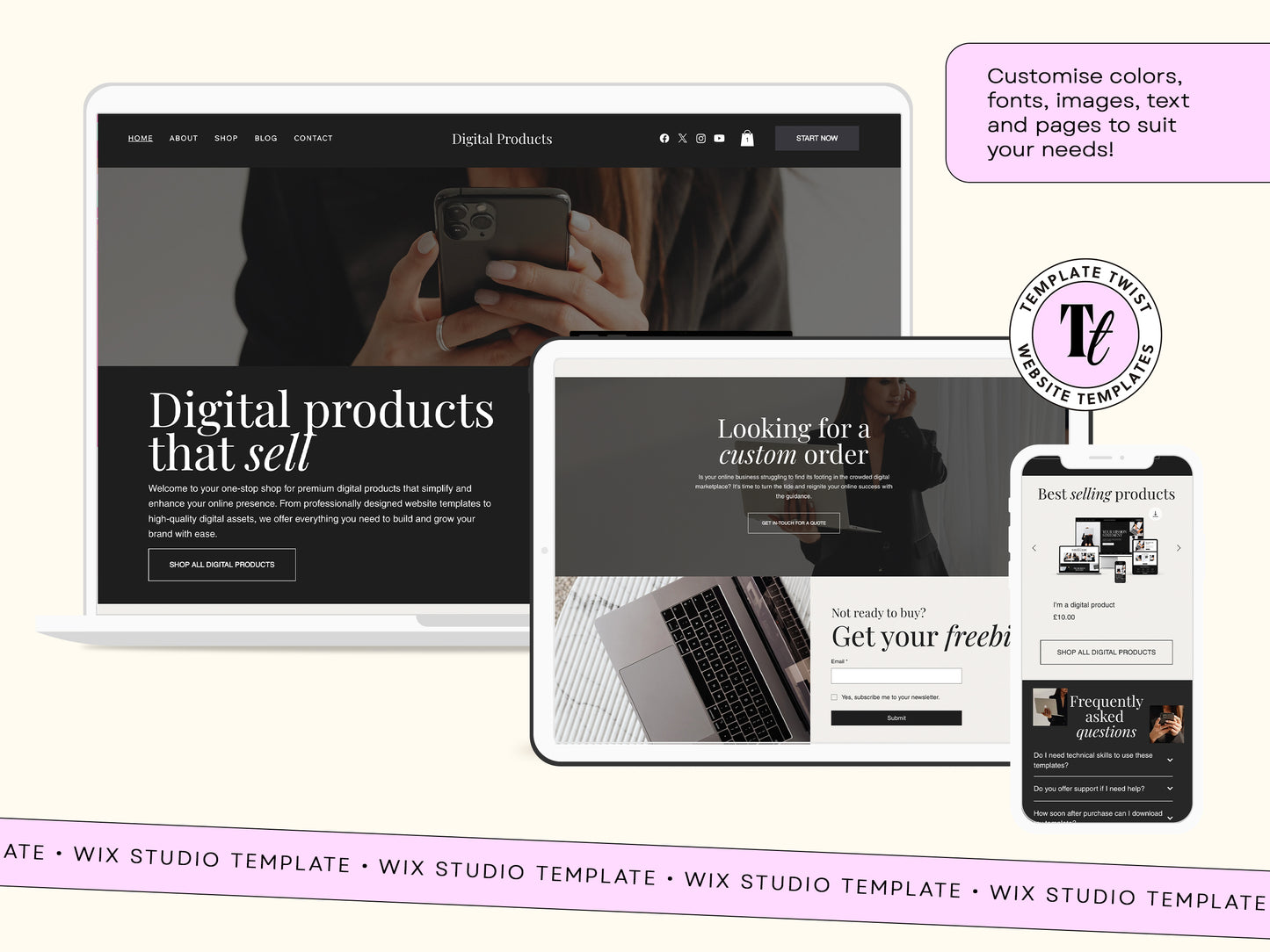 Luxury Digital Products Wix Website Template