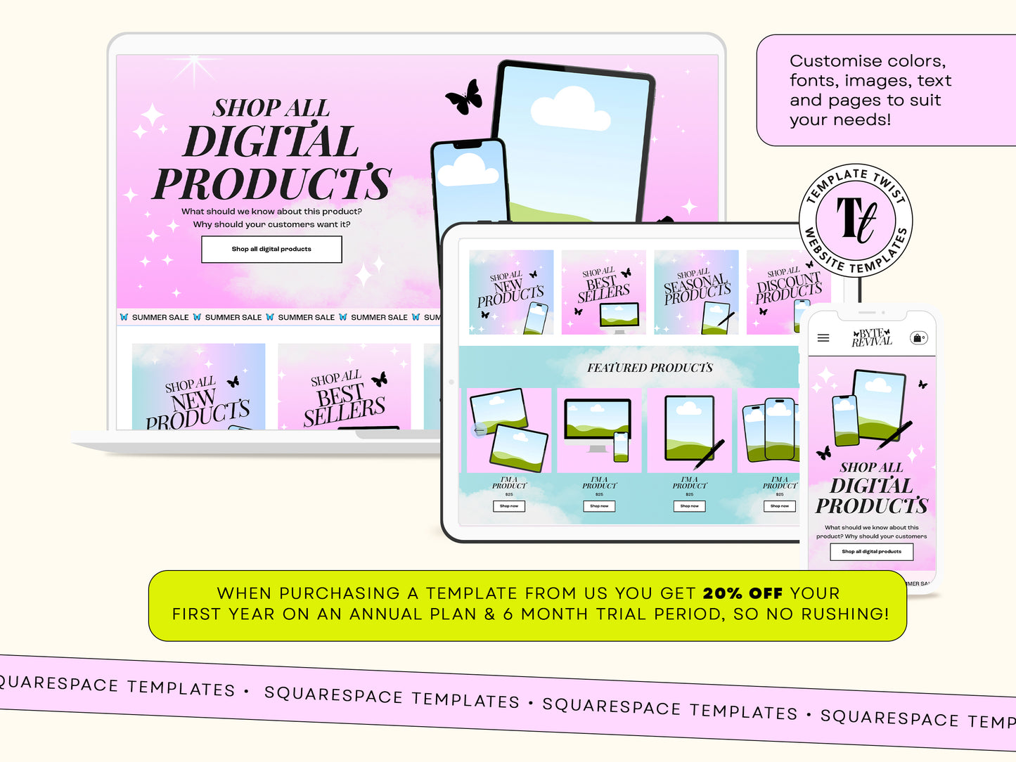 Squarespace Website Template for Digital Products