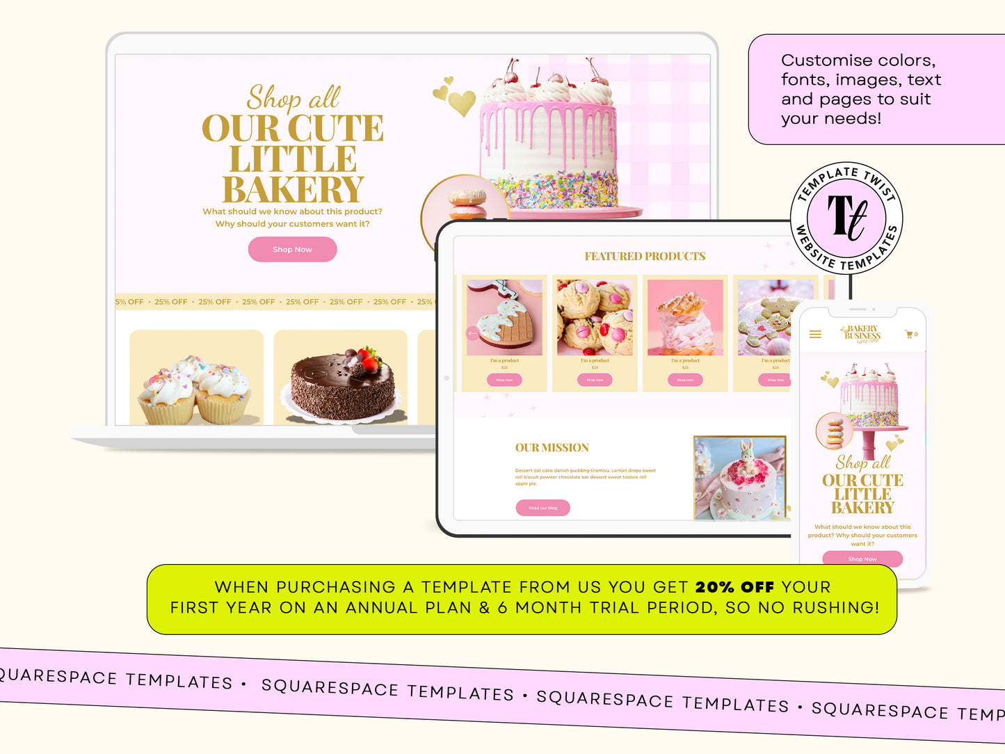 Luxury Bakery Squarespace Website Template