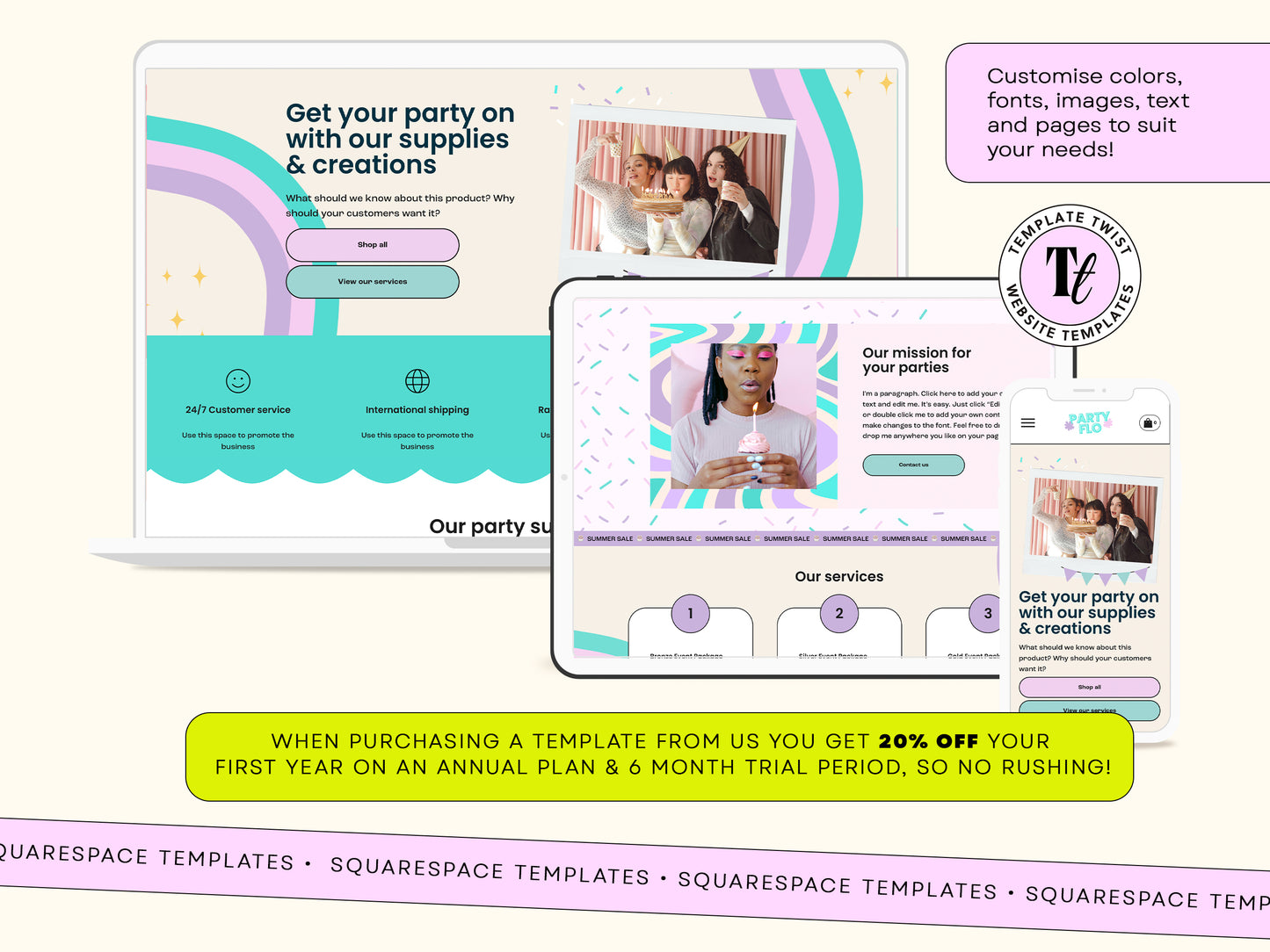 Balloon Squarespace Website Template
