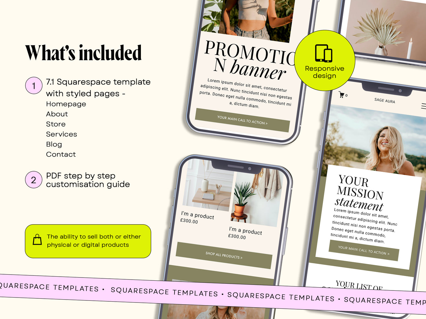 Sage Green Squarespace Website Template
