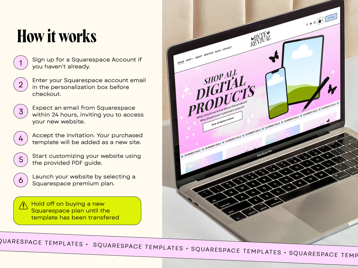 Squarespace Website Template for Digital Products