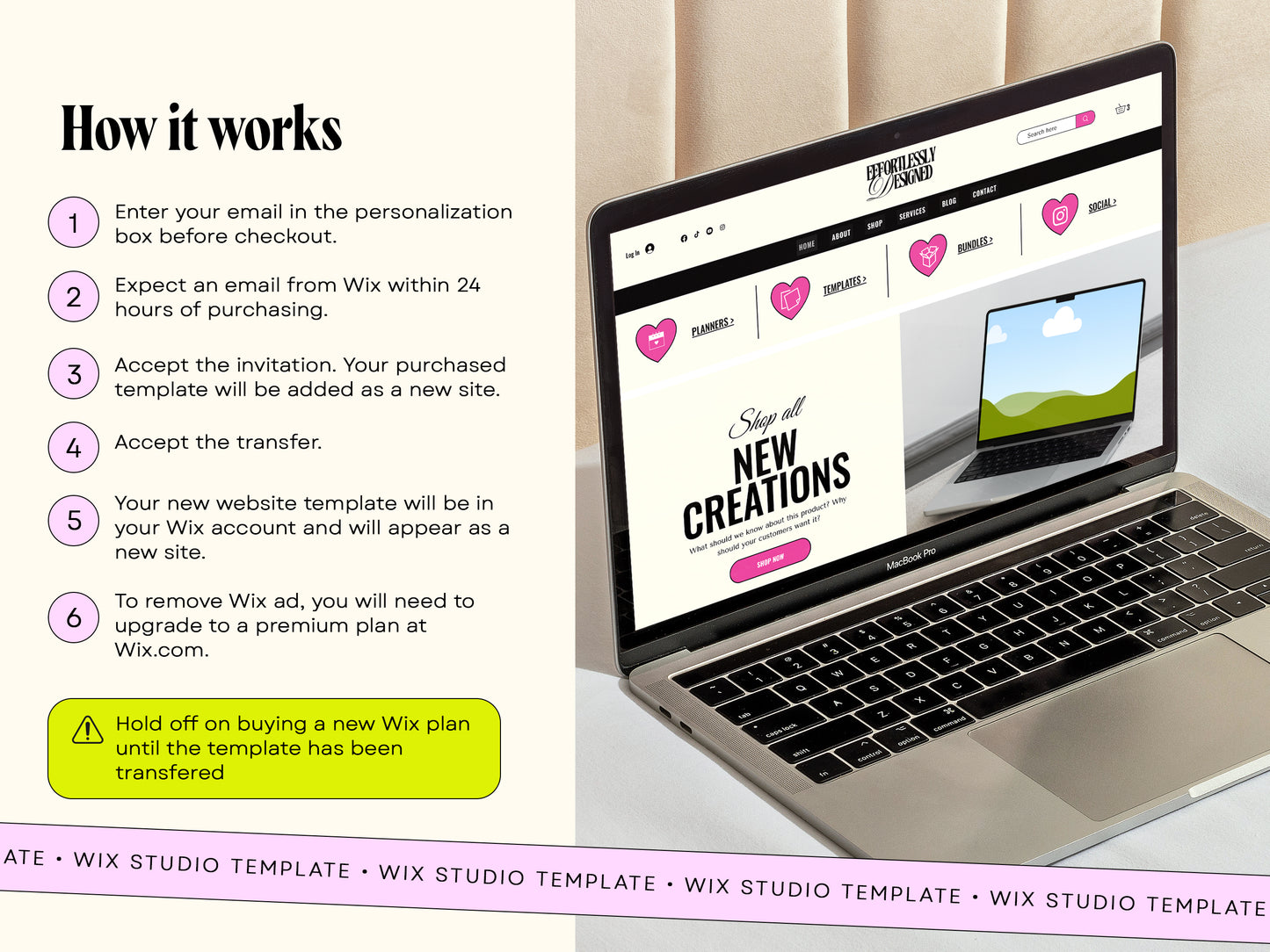 Pink Wix Store Faceless Website Template