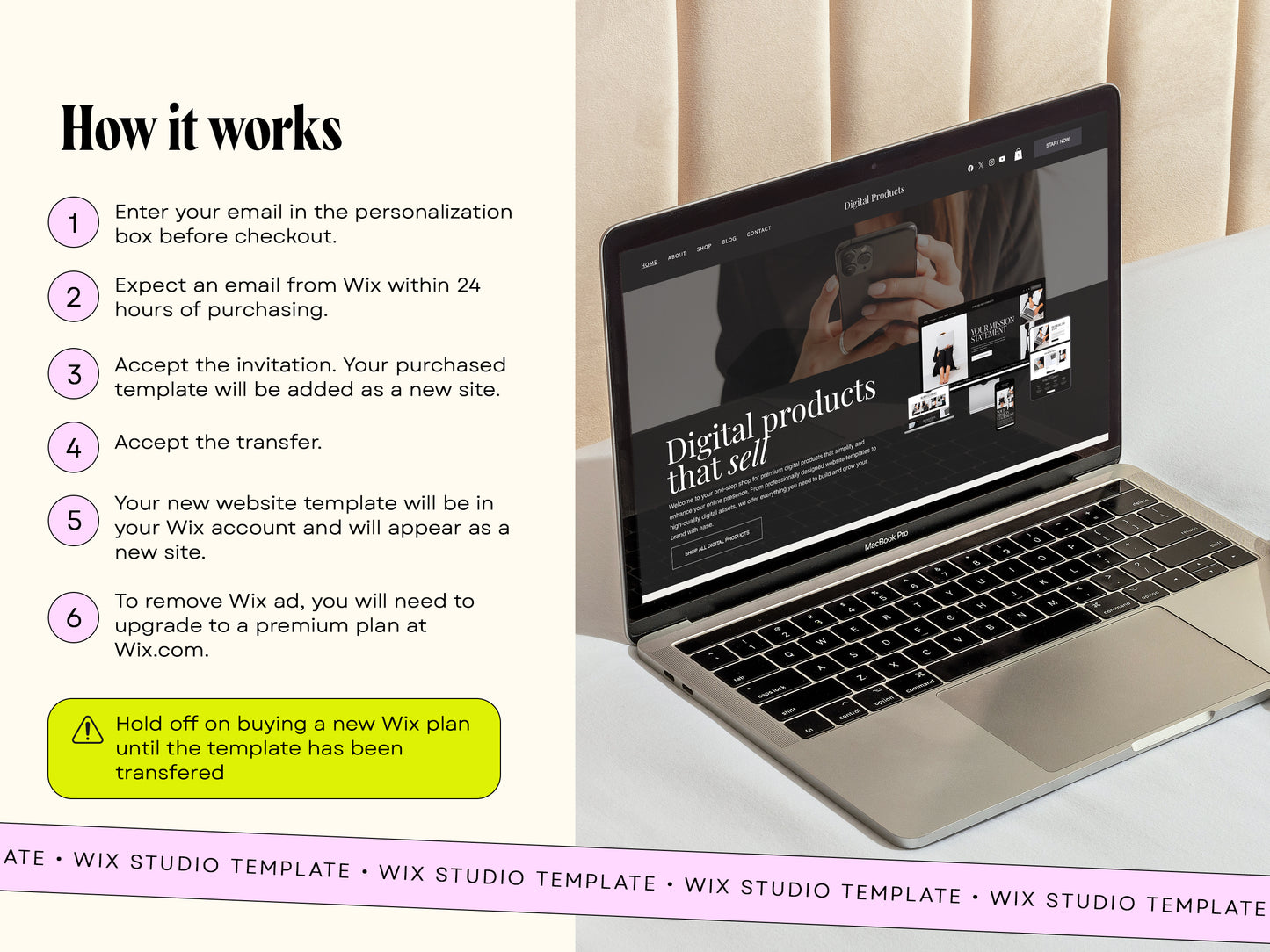 Luxury Digital Products Wix Website Template