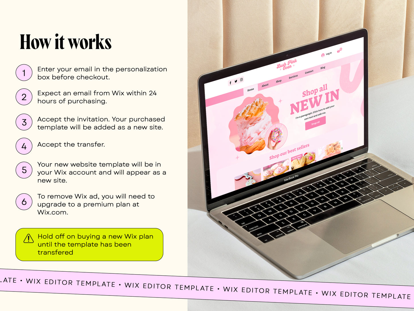 Pink Bakery Cake Wix Shop Website Template