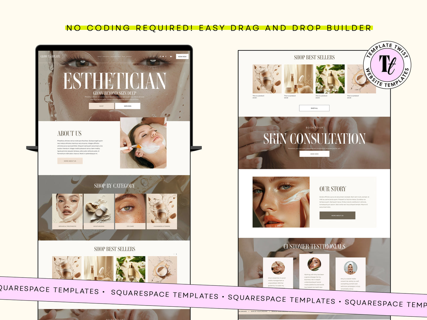 Esthetician Website Squarespace Template