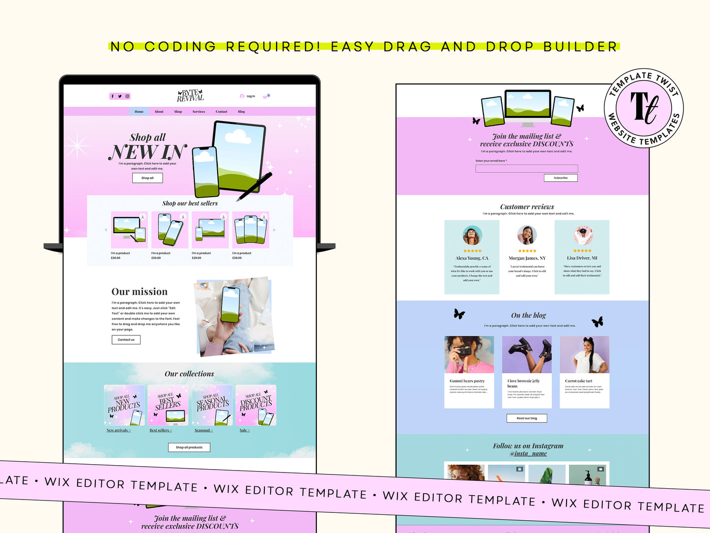 Enchanting Pink Wix Theme Website Template