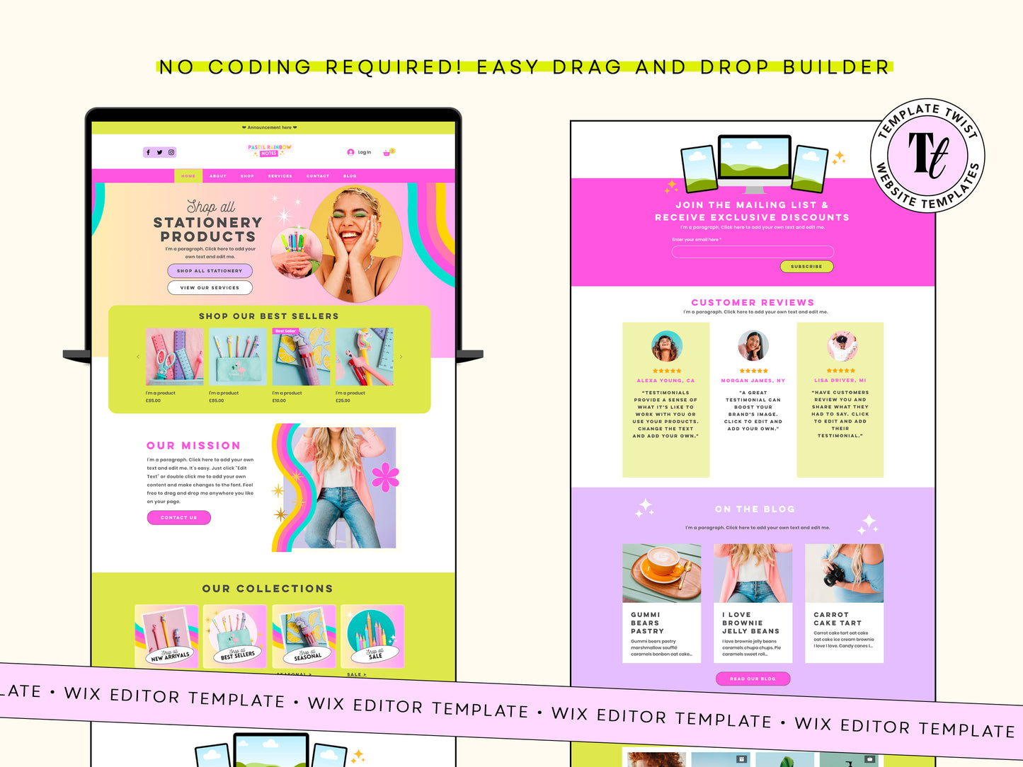 Bright Rainbow Website Wix Template