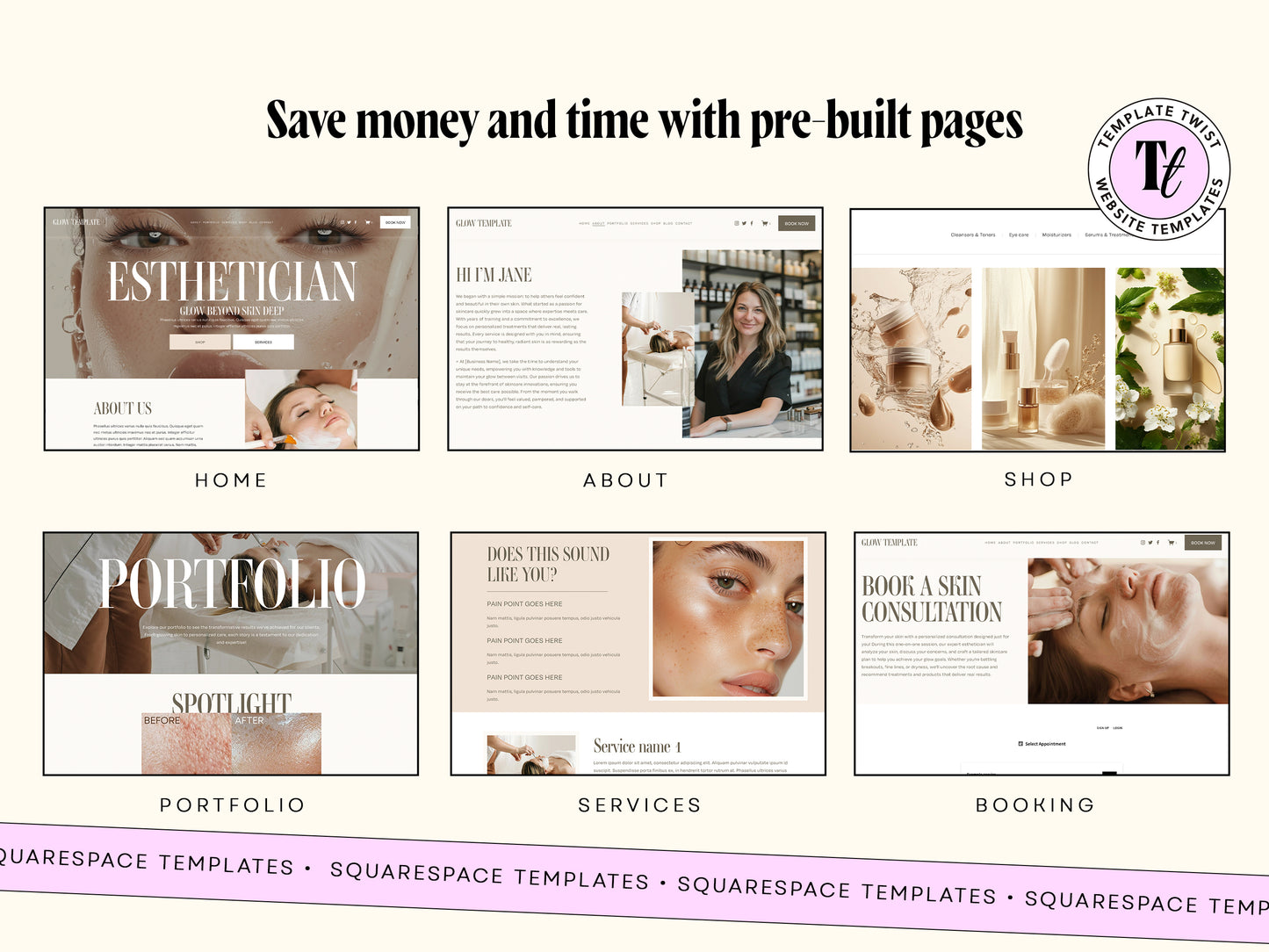 Esthetician Website Squarespace Template