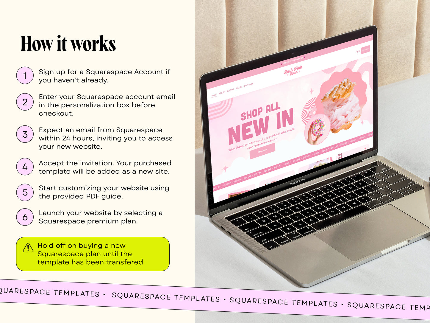 Pink Bakery Squarespace Website Template