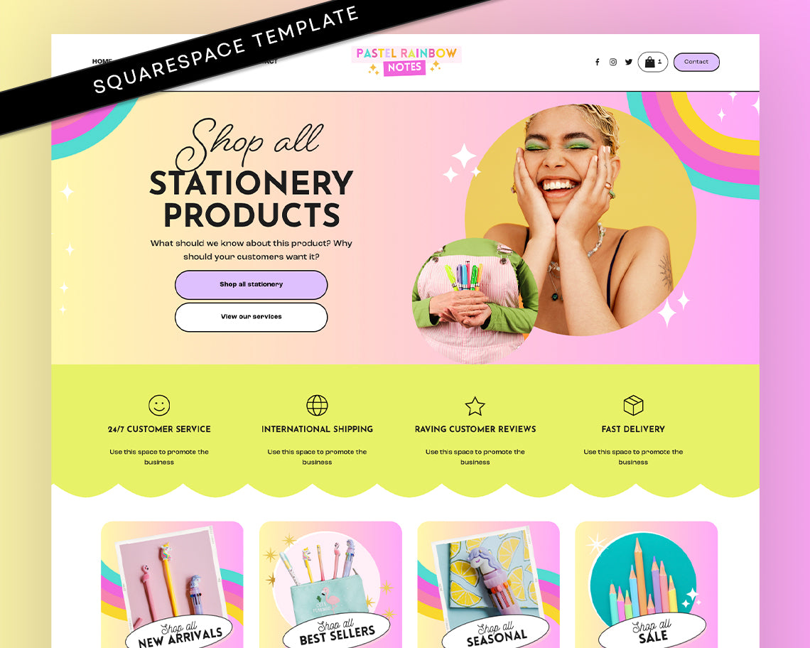 Bright Rainbow Squarespace Template 7.1