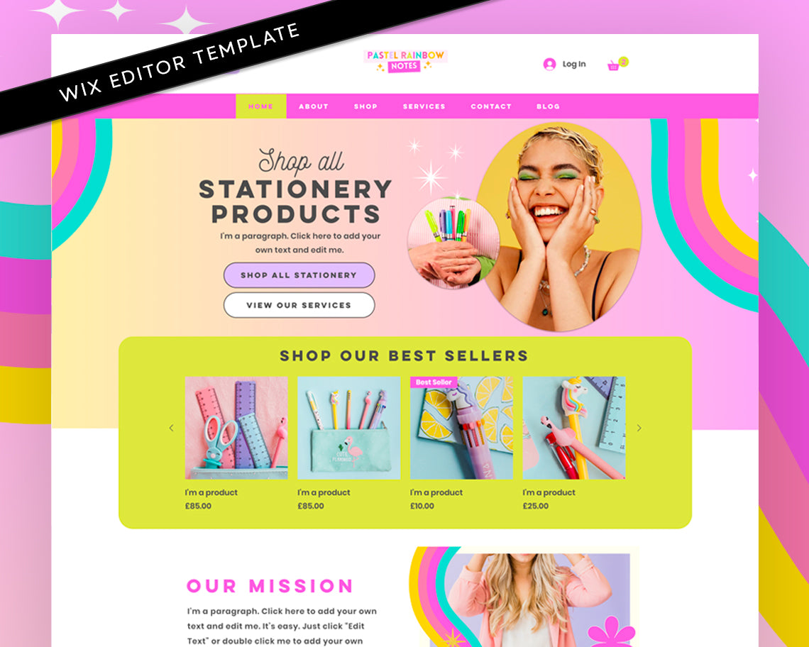 Bright Rainbow Website Wix Template