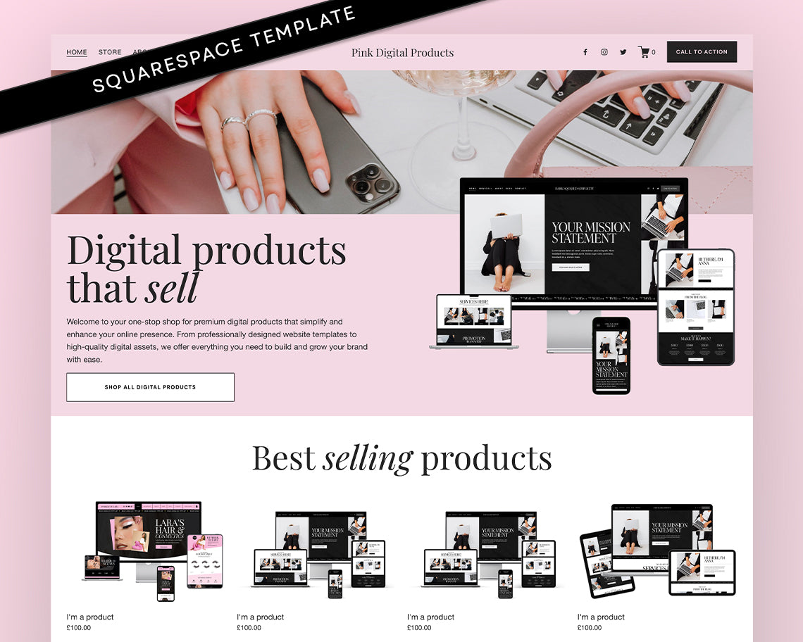 Squarespace Website Template for Digital Products