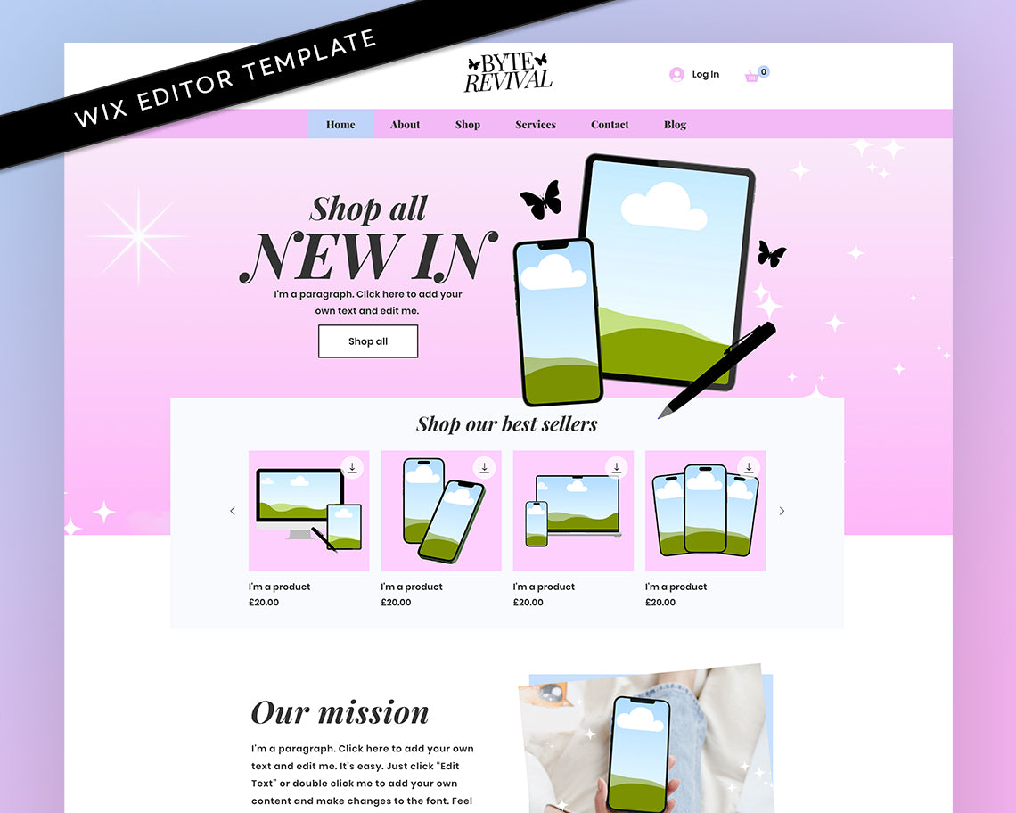 Enchanting Pink Wix Theme Website Template