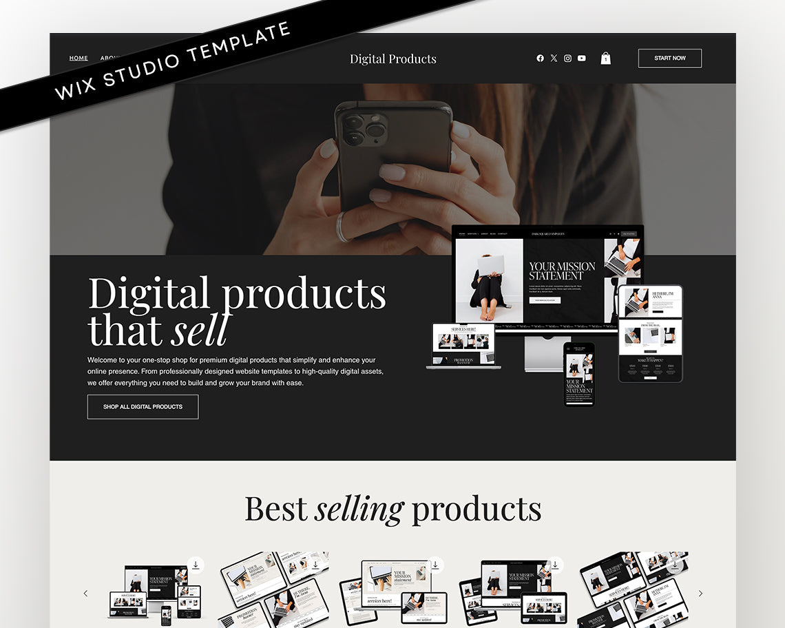 Luxury Digital Products Wix Website Template
