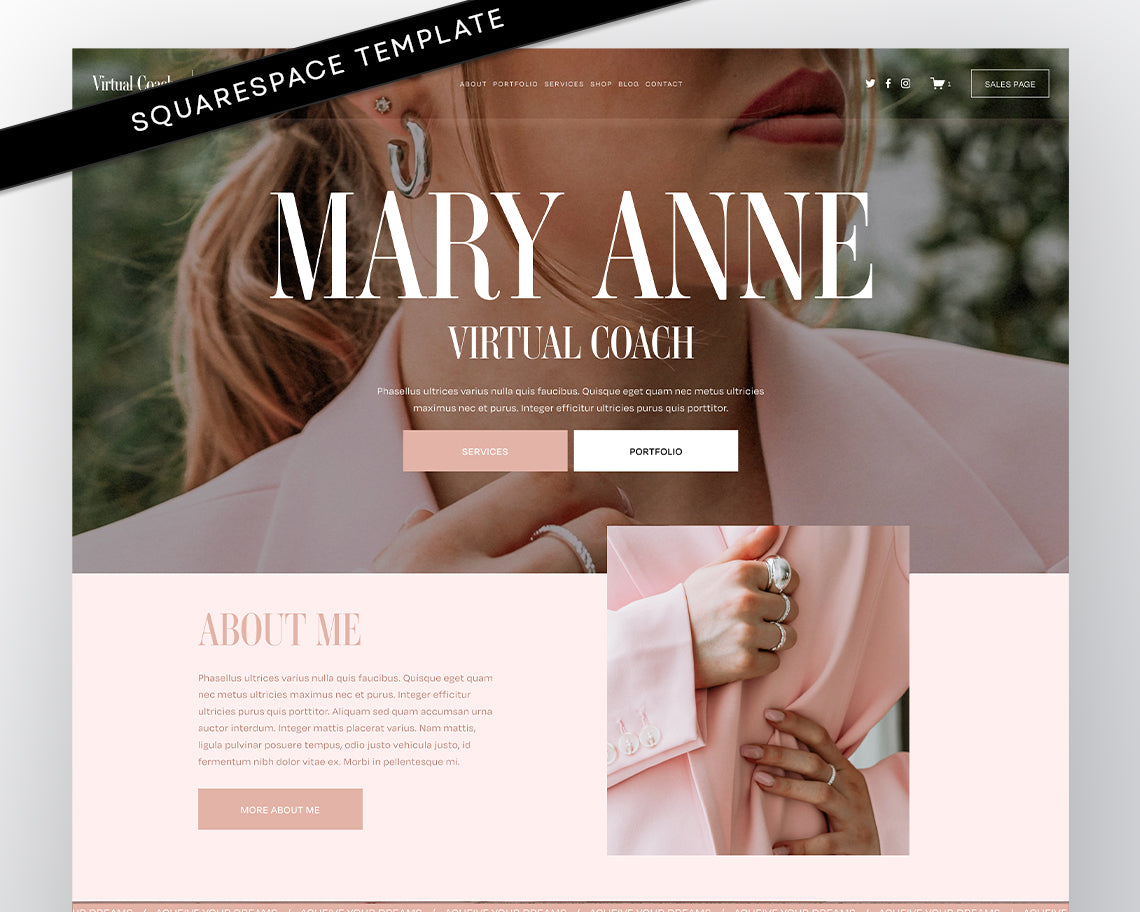 Luxury Pink Faceless Squarespace Website Template