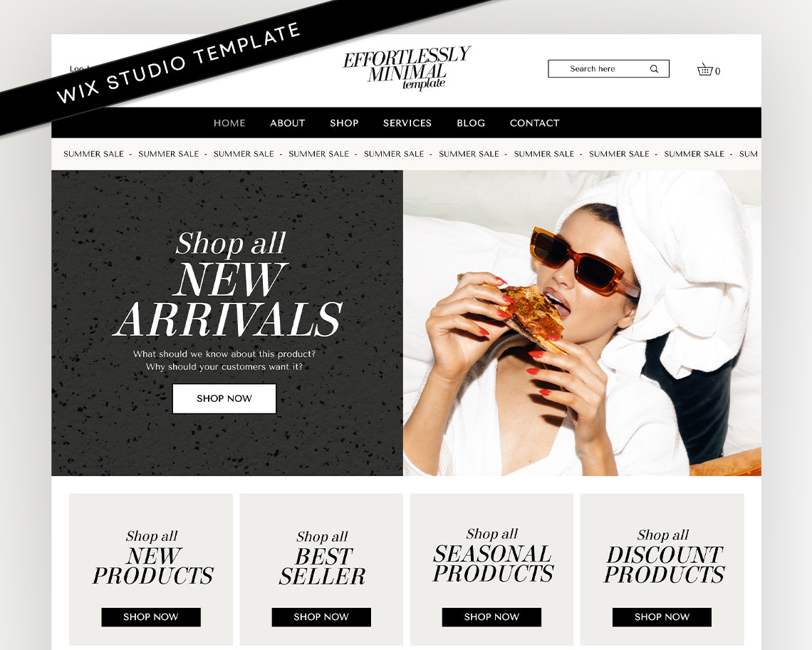 Minimal Ecommerce Wix Website Template