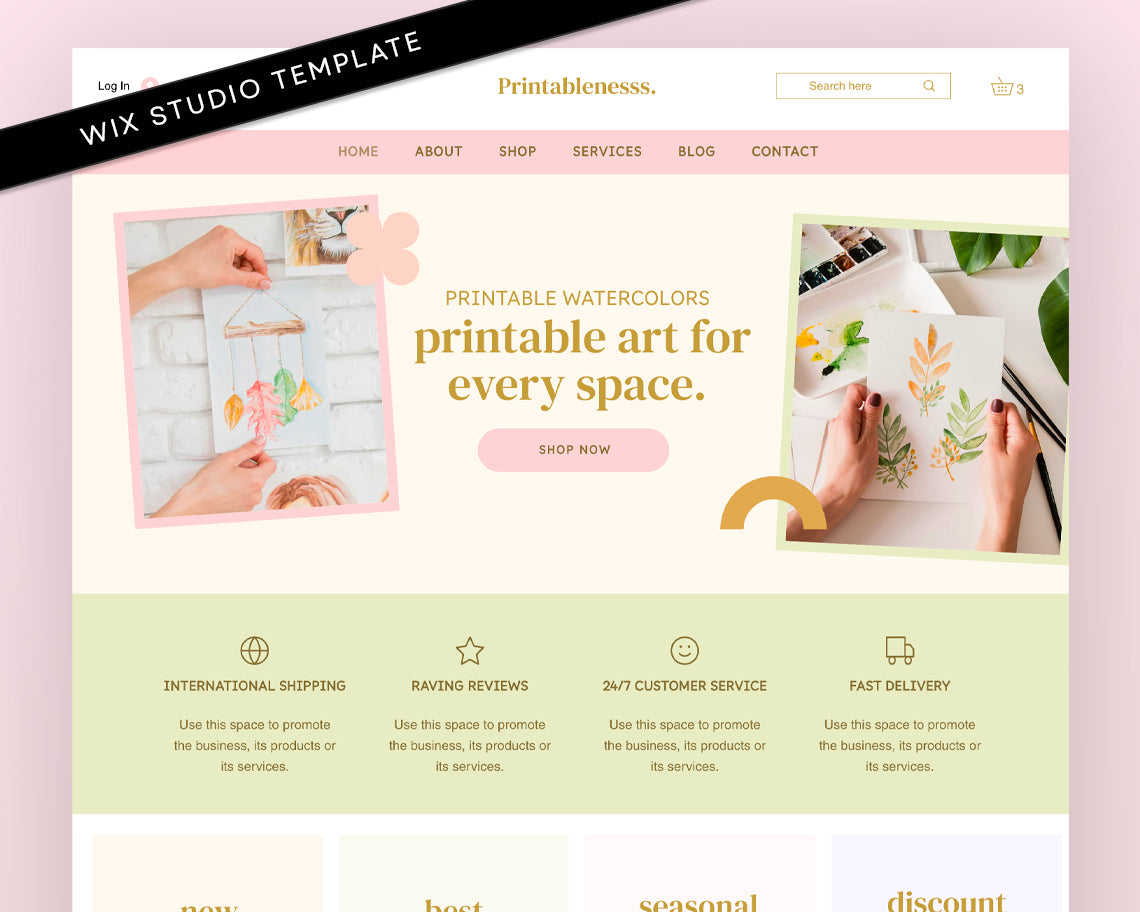 Pastel Theme Floral Wix Website Template
