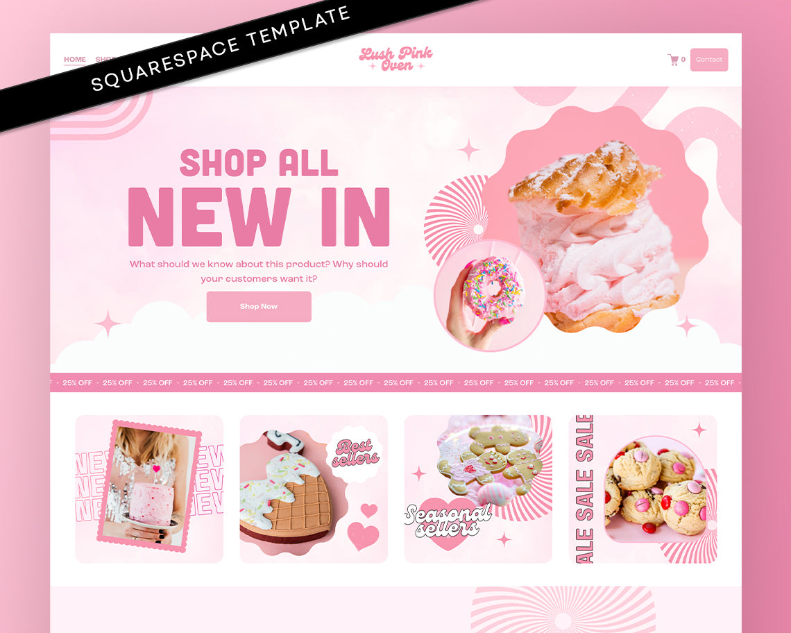 Pink Bakery Squarespace Website Template