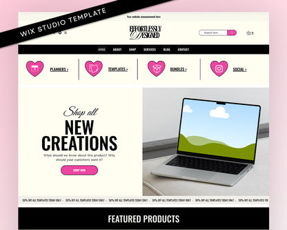 Pink Wix Store Faceless Website Template