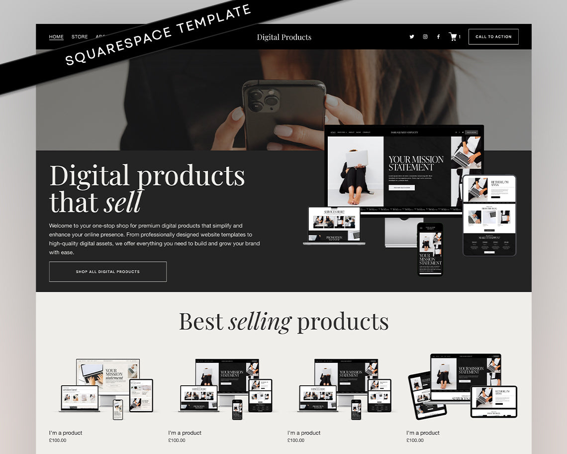 Squarespace Digital Product Website Template
