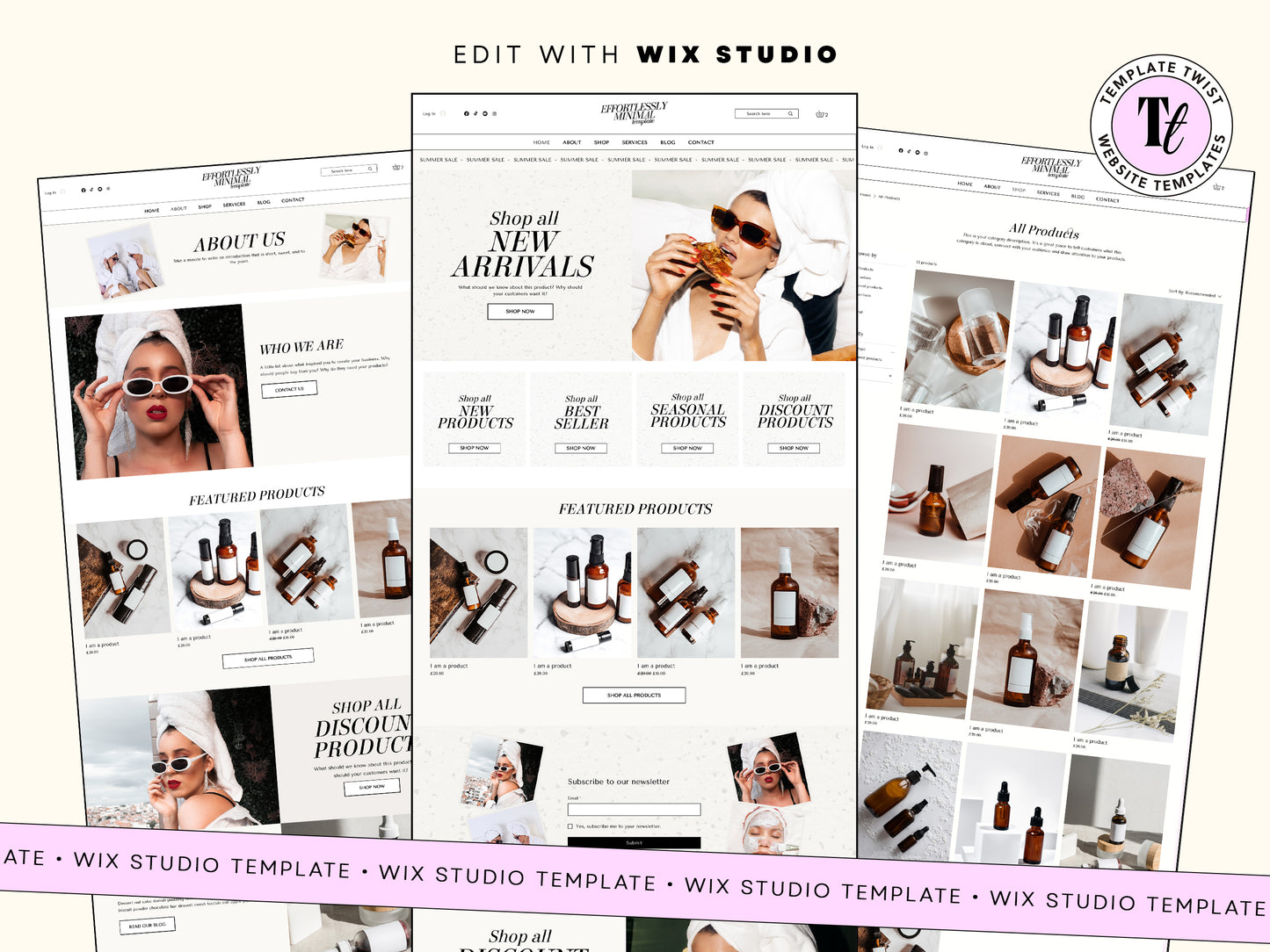 White Minimal Wix Website Template Shop