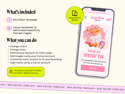 Pink Bakery Cake Wix Shop Website Template