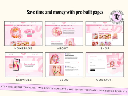 Pink Bakery Cake Wix Shop Website Template