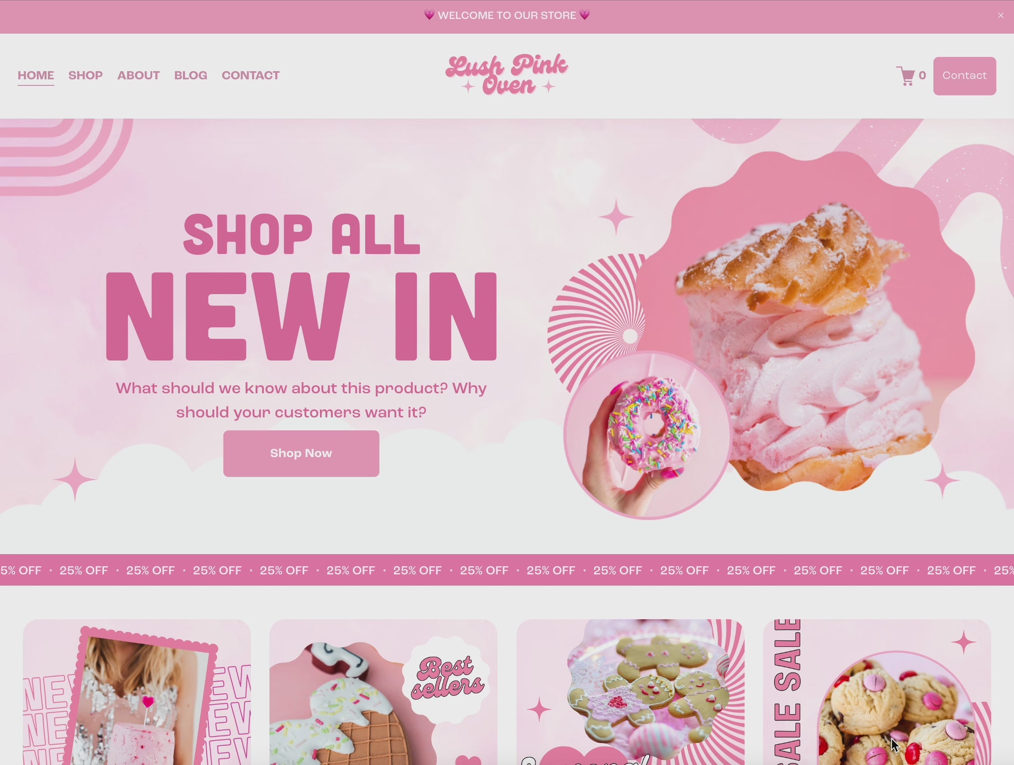 Pink Bakery Squarespace Website Template