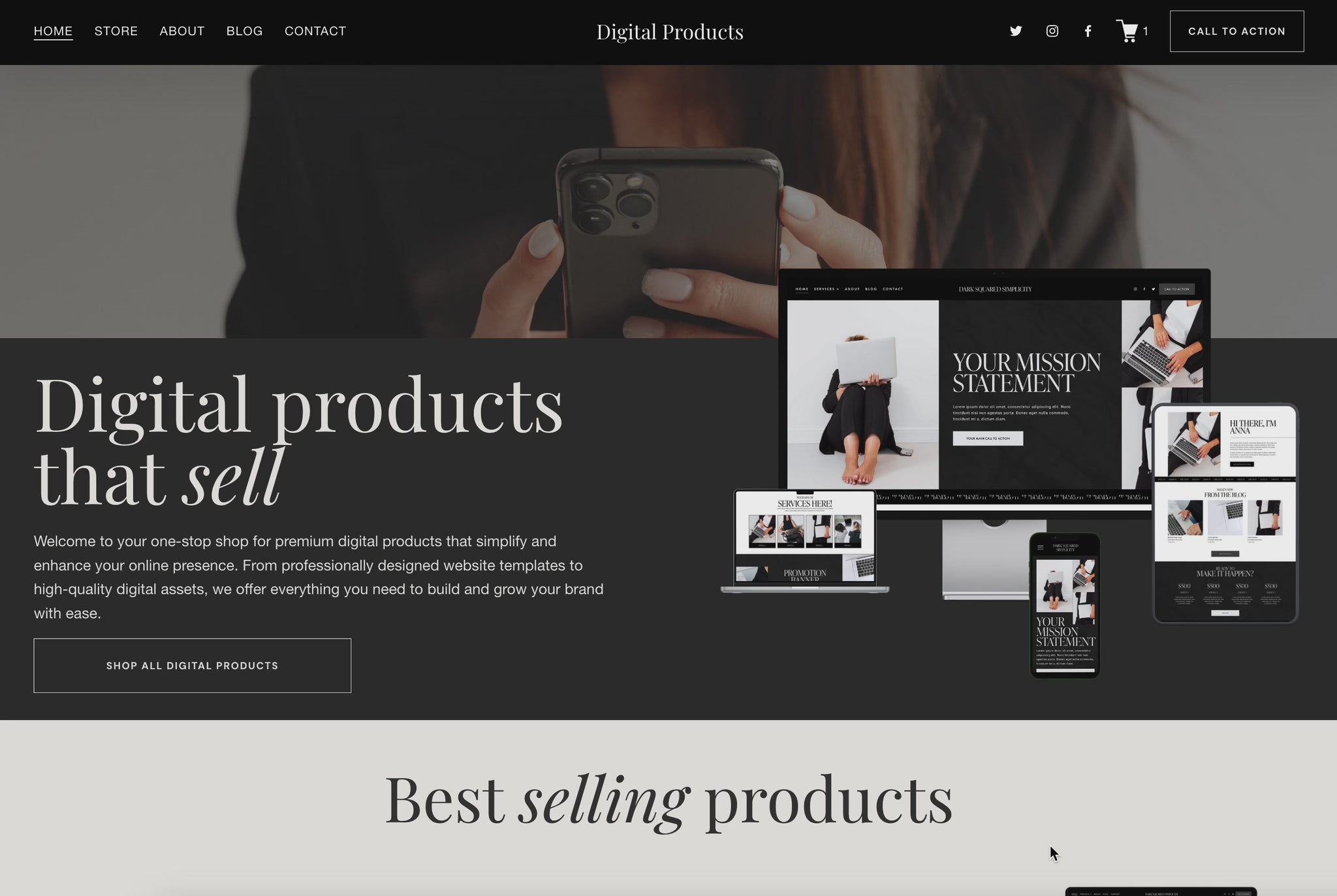 Squarespace Digital Product Website Template