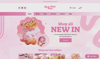 Pink Bakery Cake Wix Shop Website Template