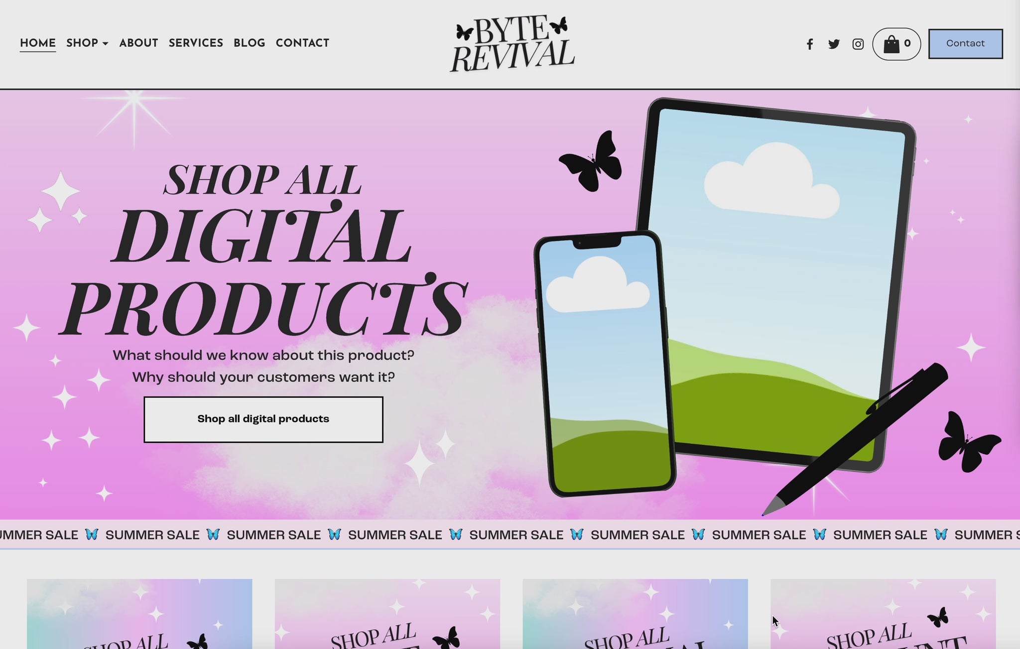 Colorful Squarespace Website Template for Digital Products